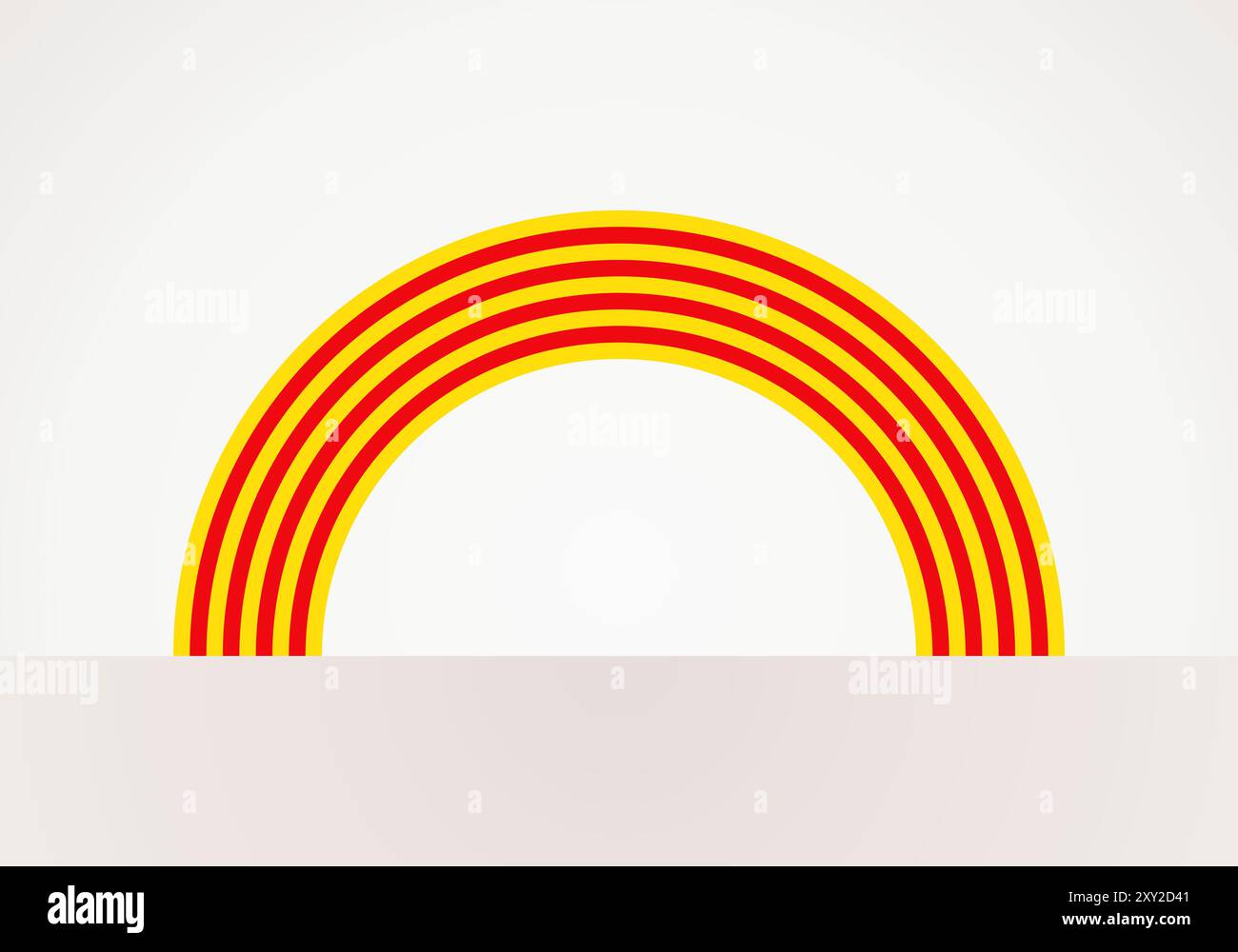 Drapeau semi-circulaire de Catalogne. Forme d'arc comme un arc-en-ciel. Illustration de Vecteur