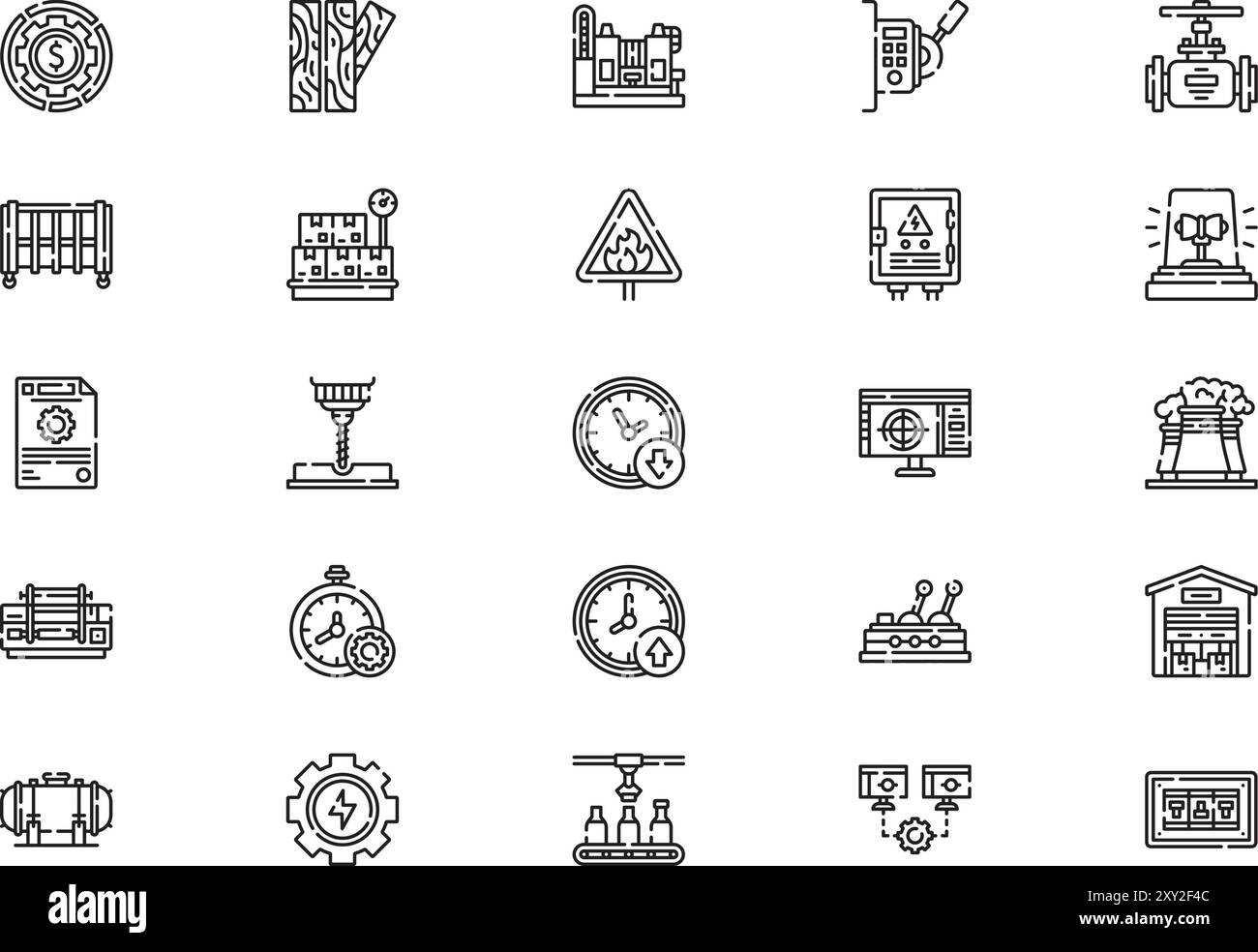 La collection de pack d'icônes d'usine est une illustration vectorielle avec un trait modifiable. Illustration de Vecteur