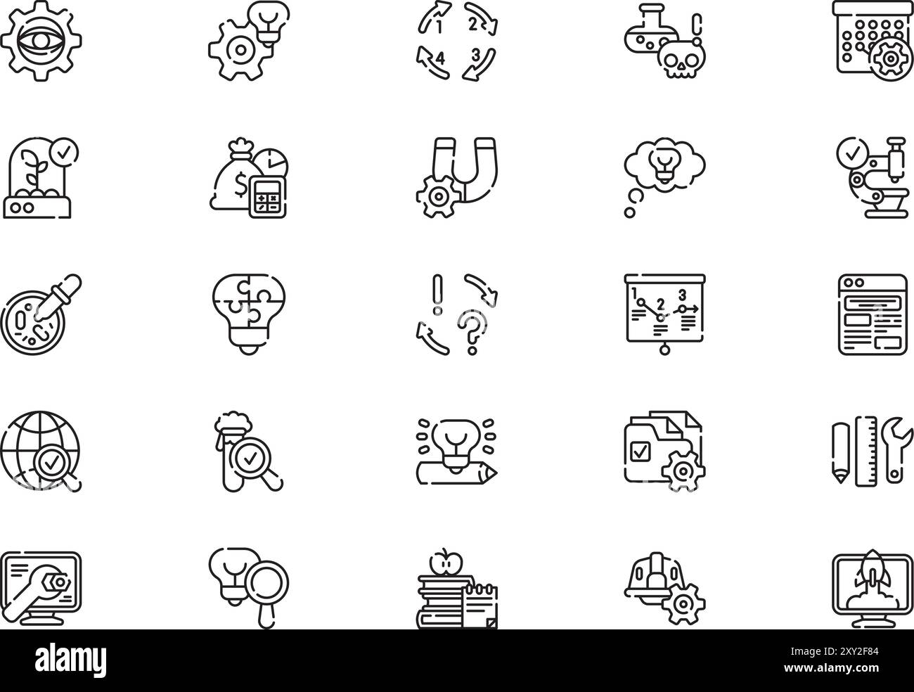 La collection d'icônes de recherche et développement est une illustration vectorielle avec trait modifiable. Illustration de Vecteur