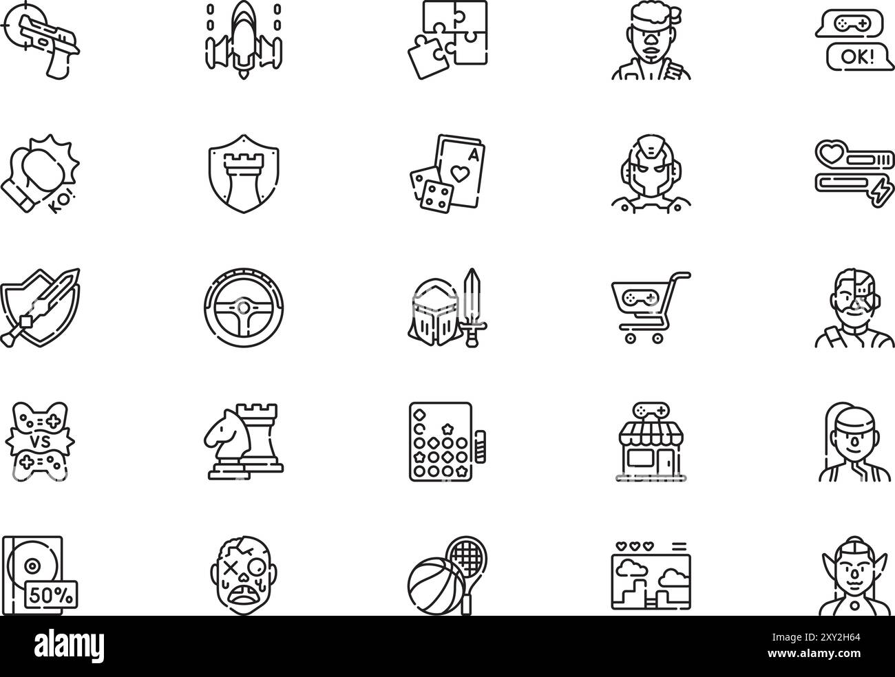 La collection d'icônes de jeu est une illustration vectorielle avec un trait modifiable. Illustration de Vecteur