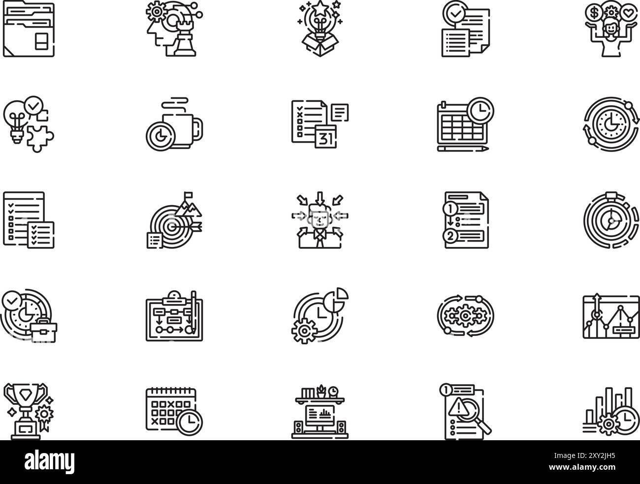 La collection d'icônes de productivité est une illustration vectorielle avec contour modifiable. Illustration de Vecteur