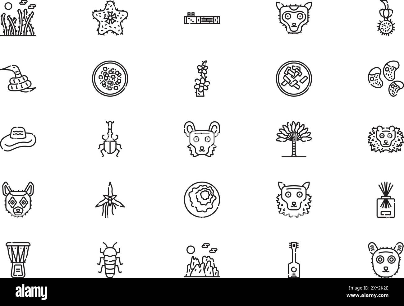 Madagascar ICONS collection est une illustration vectorielle avec trait éditable. Illustration de Vecteur