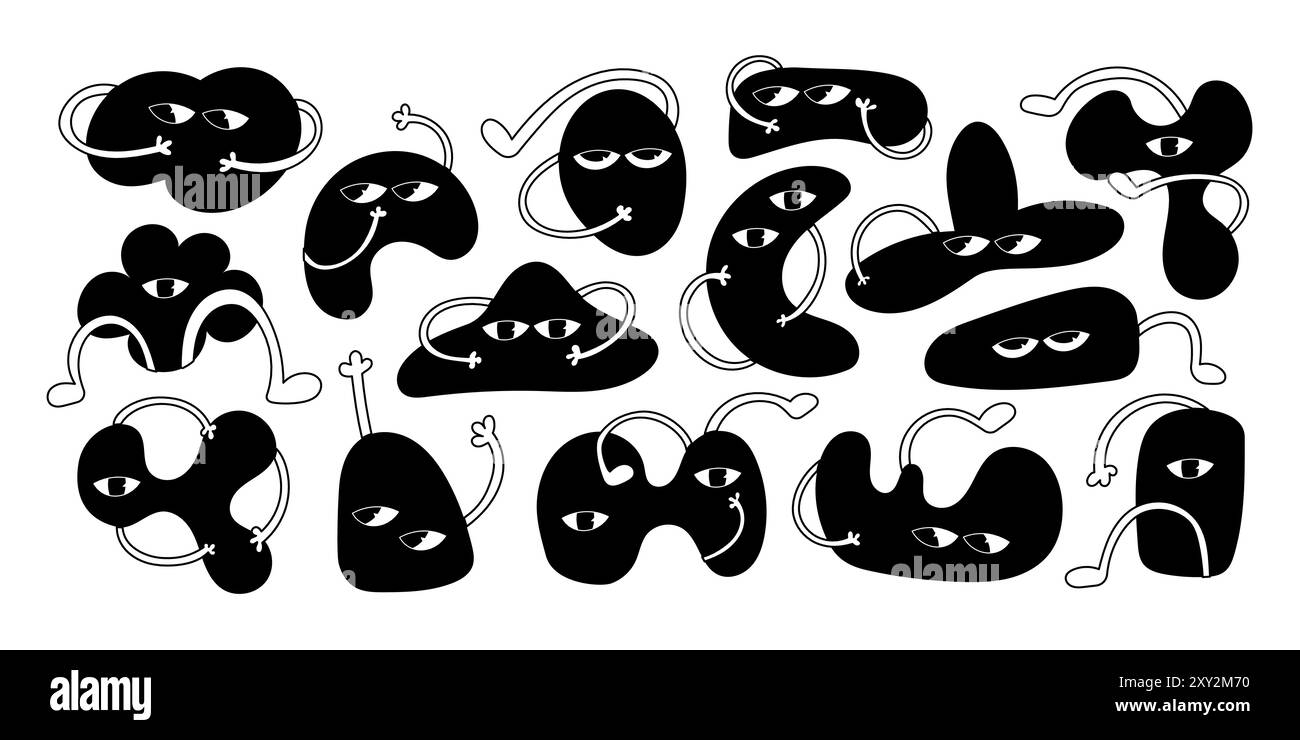 Ensemble de diverses formes Doodle noir et blanc Illustration de Vecteur