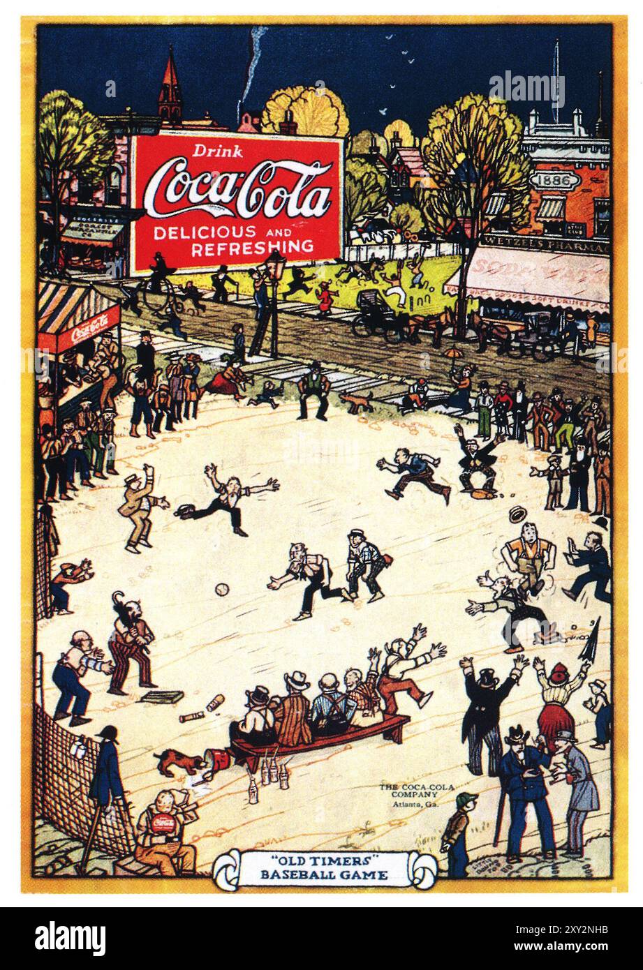 Annonce Coca-Cola 1921 - 'match de baseball Old Timers' Banque D'Images