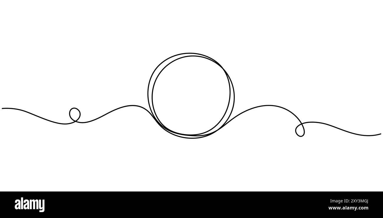 Tracé continu d'une ligne de cercle noir. Contour d'esquisse avec cadre arrondi sur fond blanc. Illustration vectorielle Doodle Illustration de Vecteur