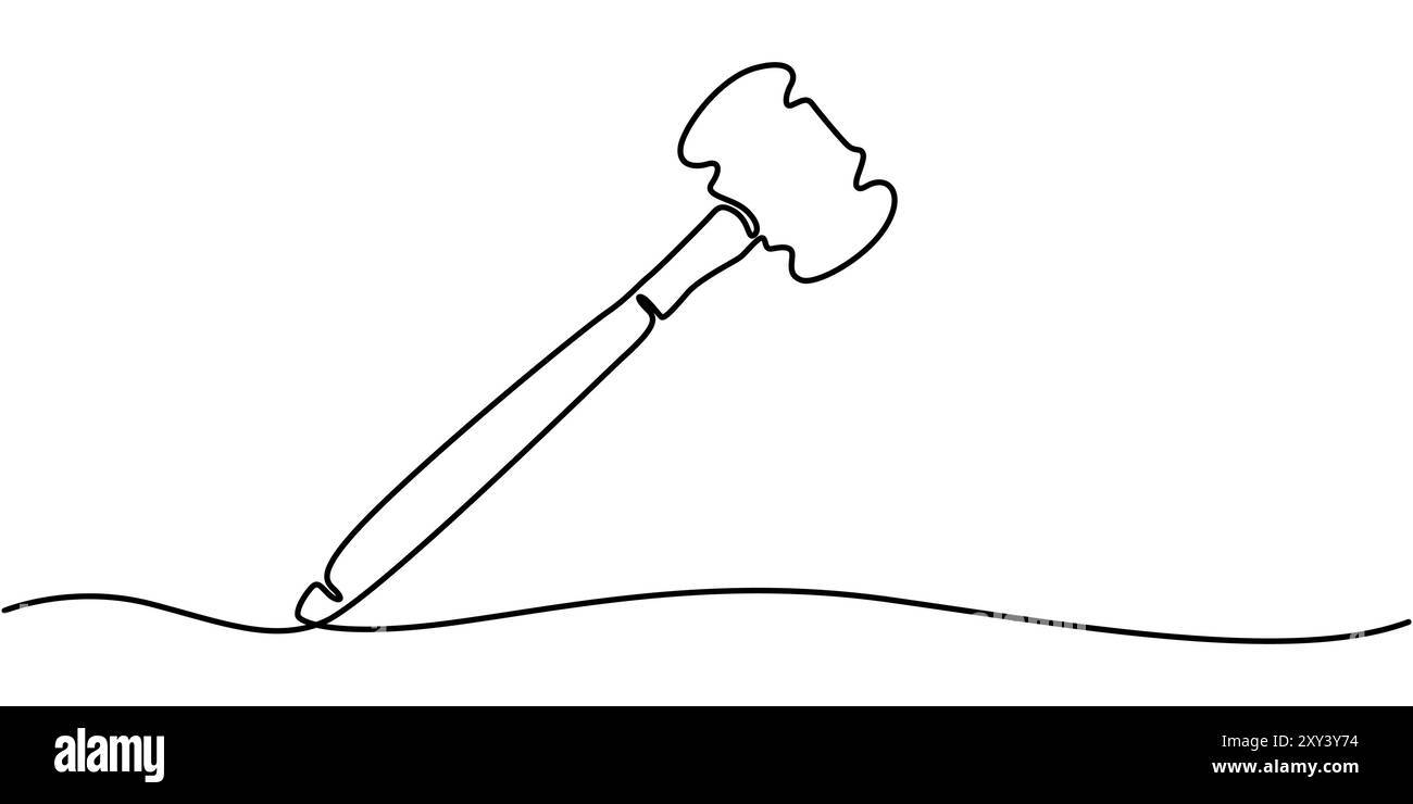 dessin continu d'un marteau en une ligne. Vector, Hammer Doodle Noir et Blanc, dessin continu d'une ligne de la journée internationale du travail Illustration de Vecteur