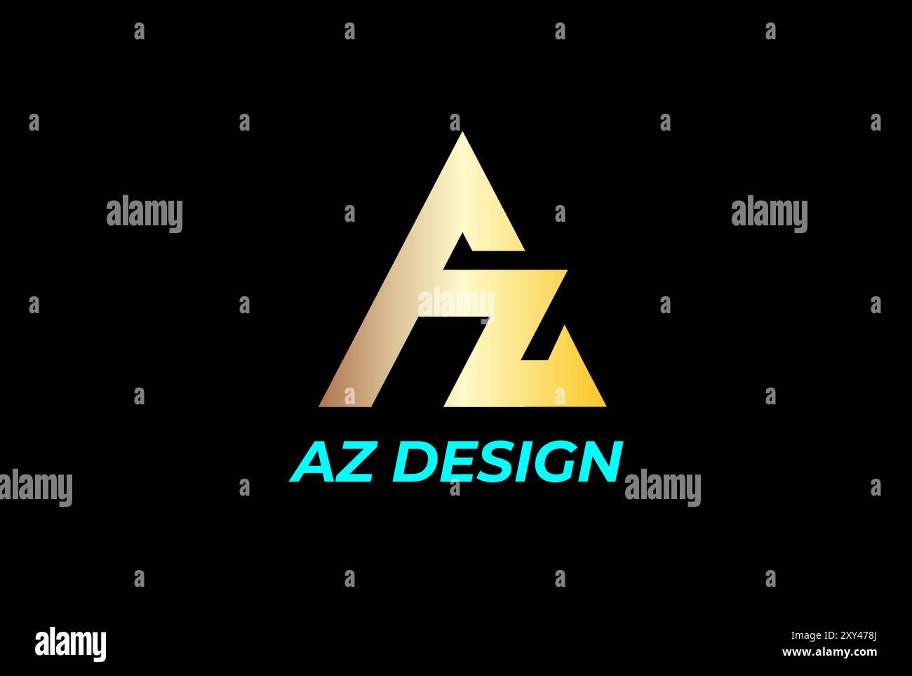 Simple minimaliste Golden lettre initiale AZ ZA Monogram logo Design Vector Illustration de Vecteur