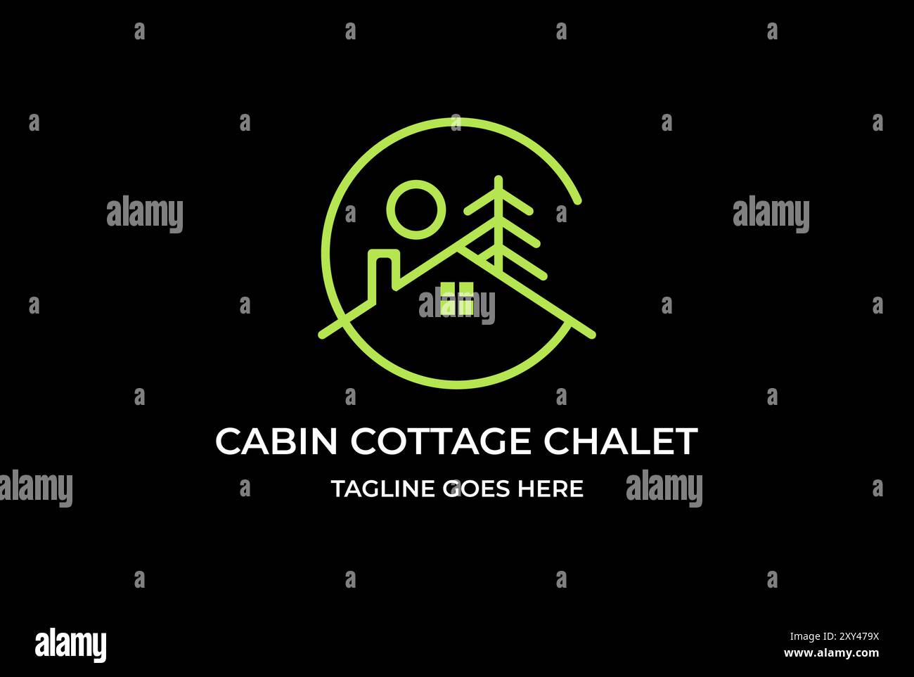Lettre initiale C pour Cabin Cottage Chalet Line Monogram logo Design Vector Illustration de Vecteur
