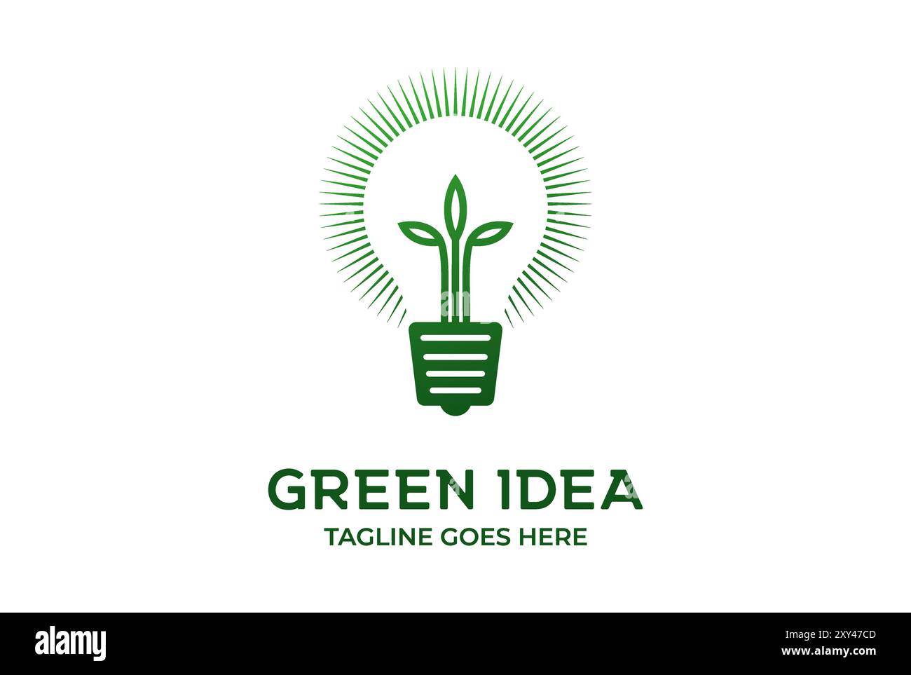Ampoule avec arbre de feuille de plante pour Green Garden Idea innovation logo Design Vector Illustration de Vecteur