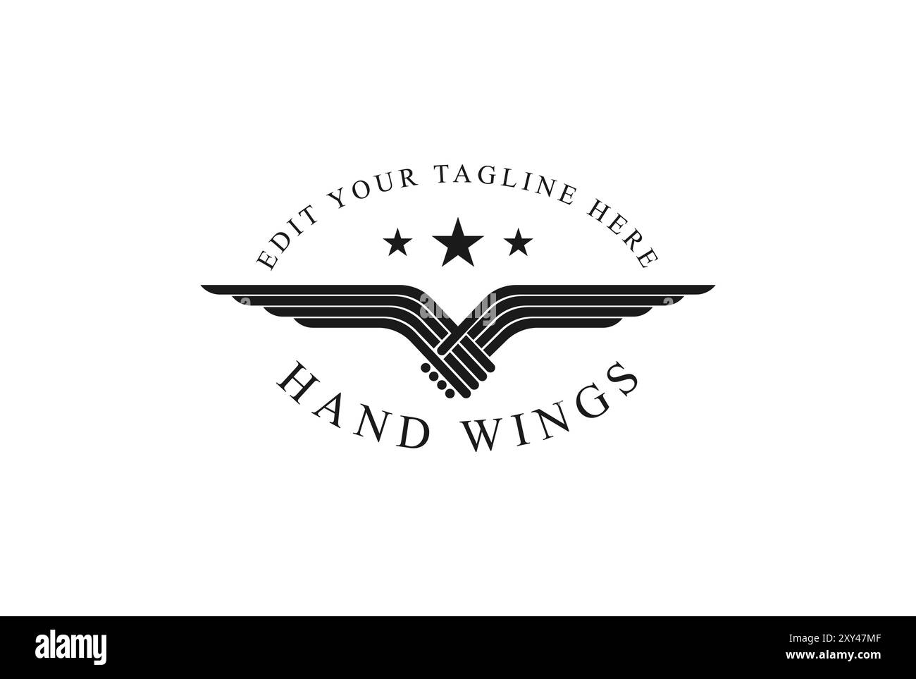 Vintage rétro forme de main Wings for Peace Foundation Community Charity logo Design Vector Illustration de Vecteur