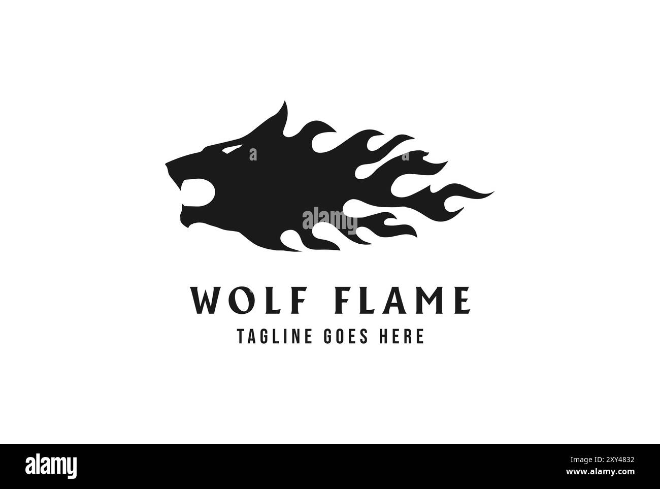 Angry Attack Wolf Head Fire Tribal Tattoo logo Design vecteur Illustration de Vecteur