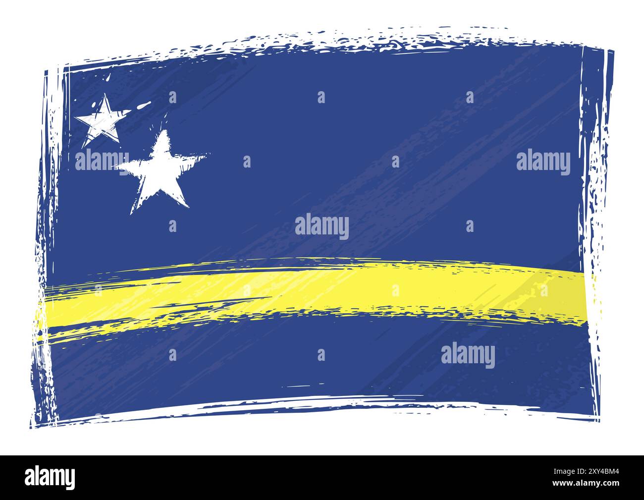 Drapeau national de Curaçao créé dans le style grunge Banque D'Images