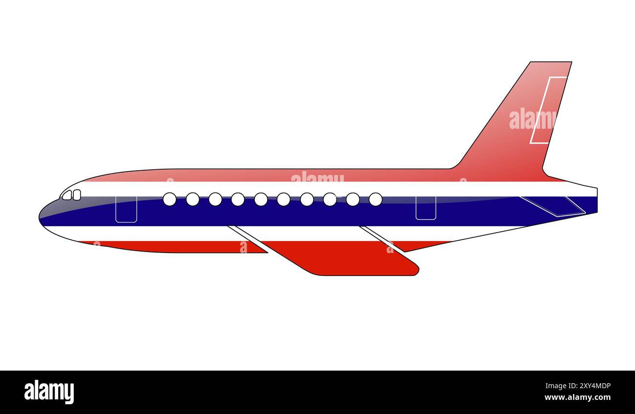Le drapeau thaïlandais peint sur la silhouette d'un avion. illustration brillante Banque D'Images