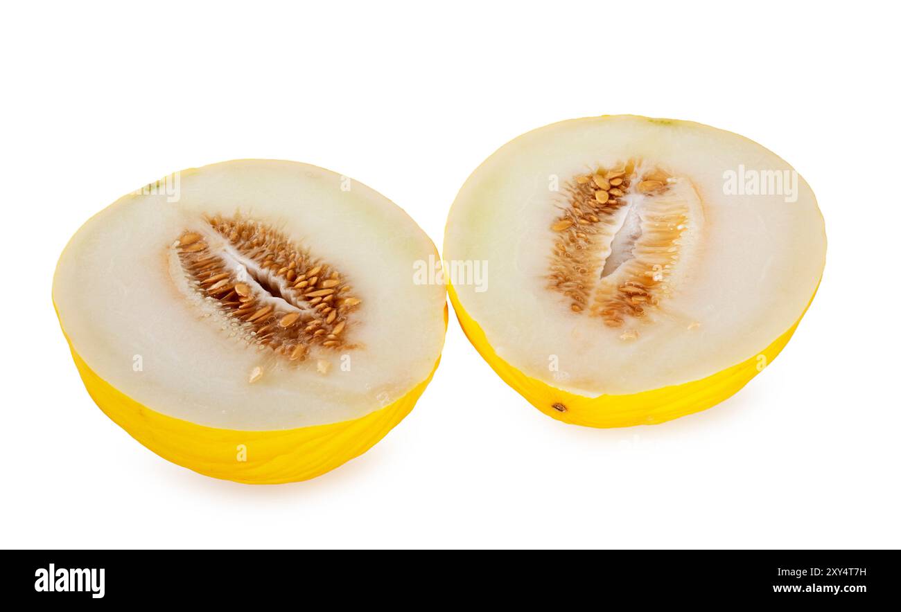 melon jaune devant un fond blanc Banque D'Images