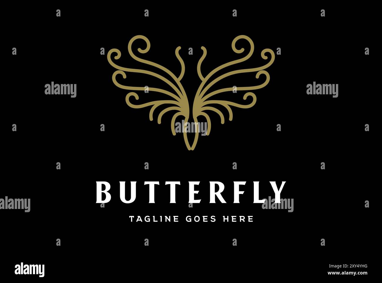 Simple beauté papillon monogramme insecte monogramme vecteur de conception Illustration de Vecteur