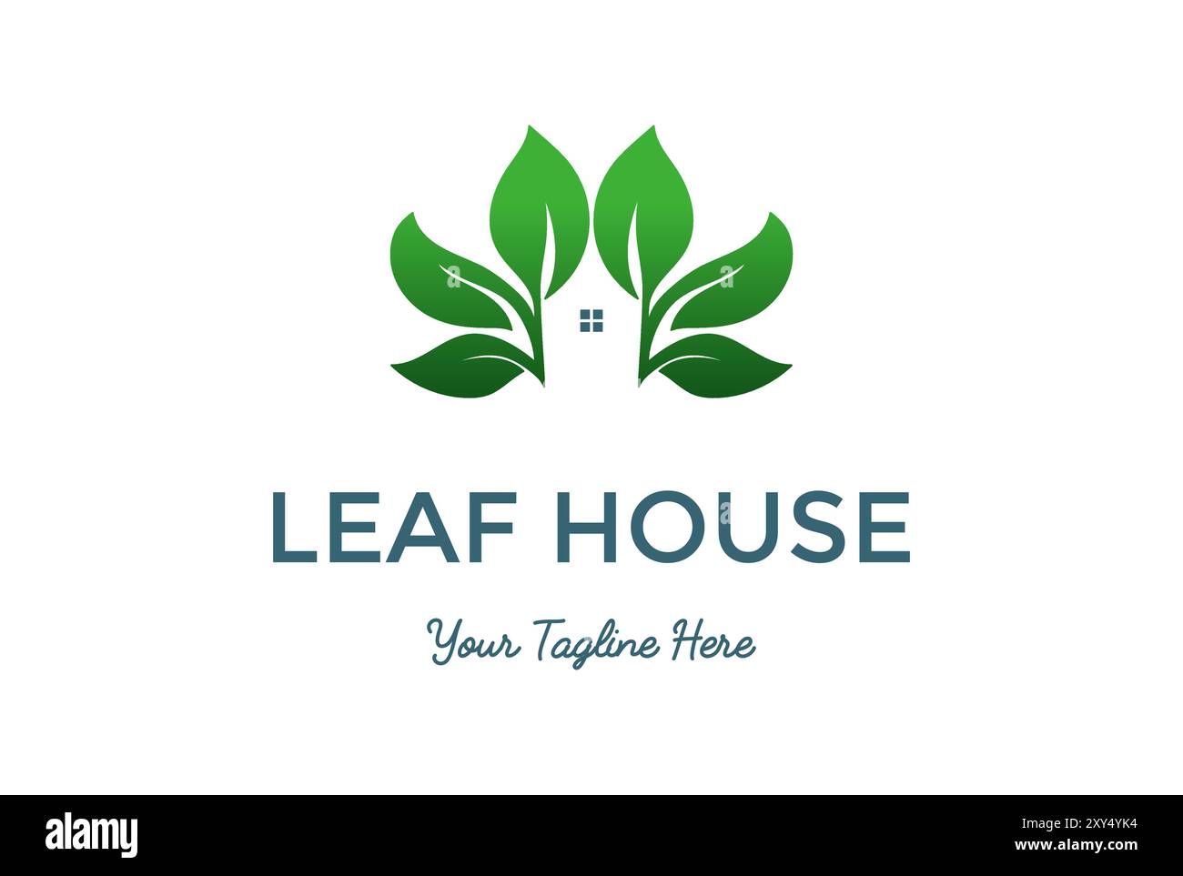 Feuille d'arbre végétal vert avec Maison pour l'environnement Herbal Spa logo Design vecteur Illustration de Vecteur