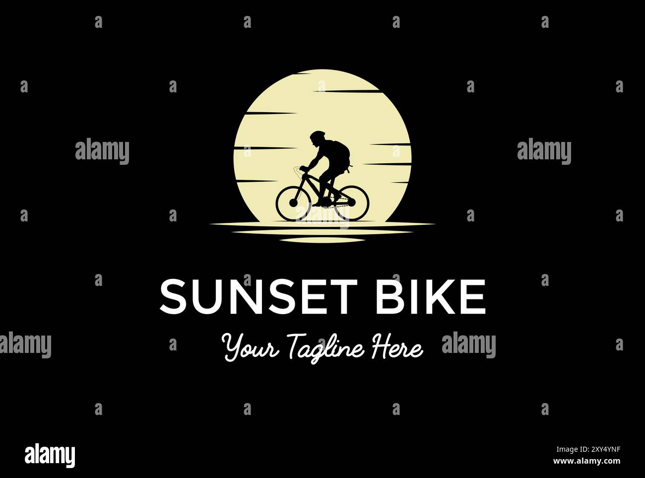 Sunrise Sunrise homme homme vélo masculin Silhouette pour Sport Club logo Design Vector Illustration de Vecteur