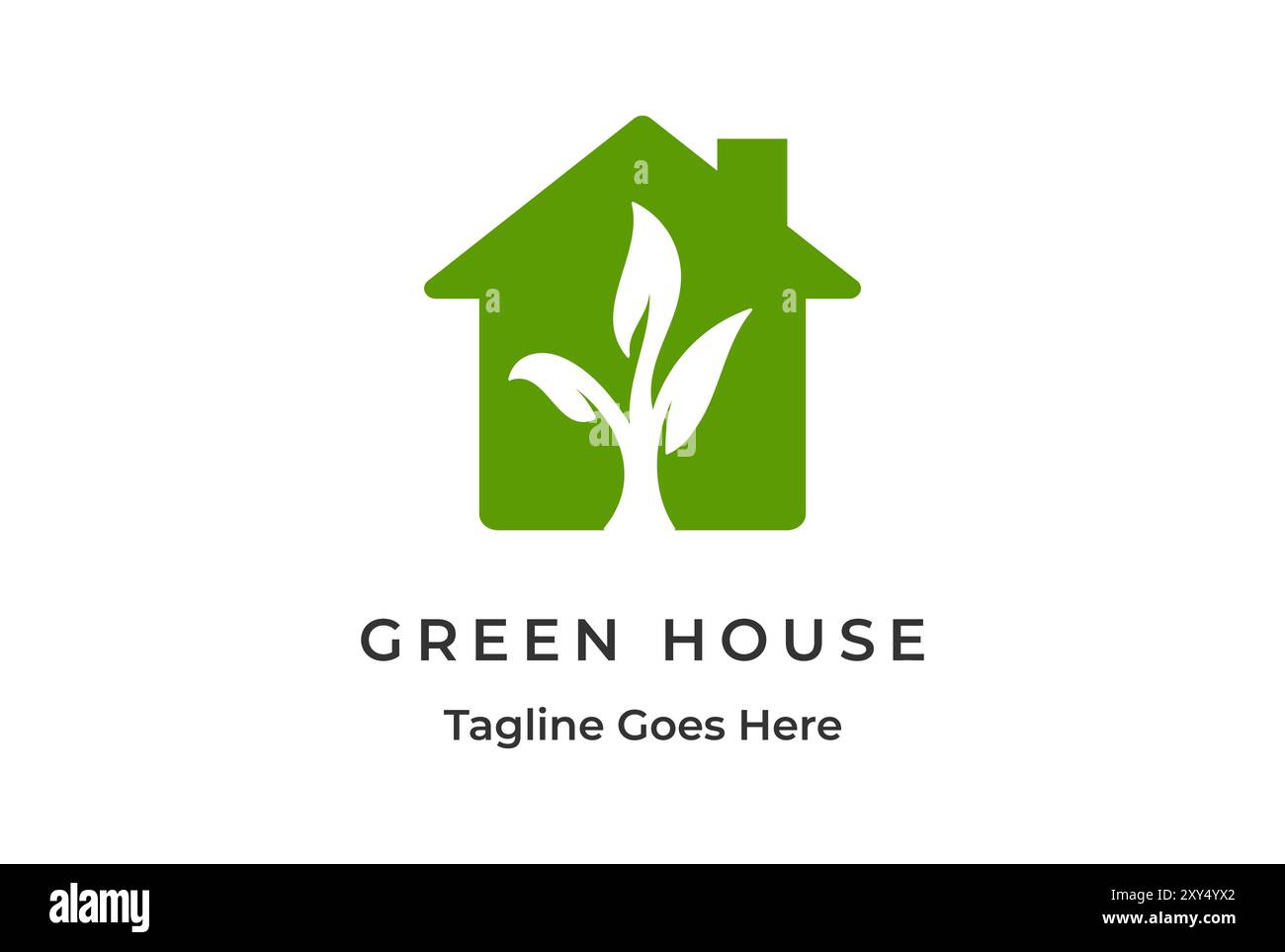 Green Plant Leaf Tree House pour l'environnement de jardin Herb nature logo Design Vector Illustration de Vecteur