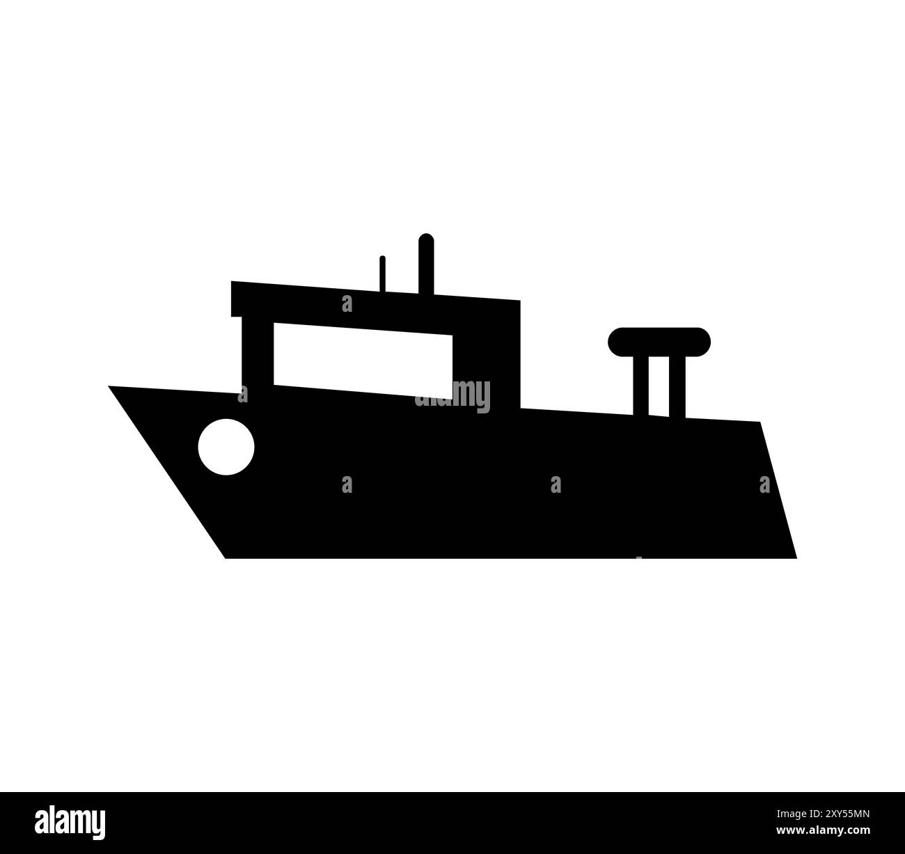 Icône de bateau illustrée dans le vecteur sur fond blanc Banque D'Images