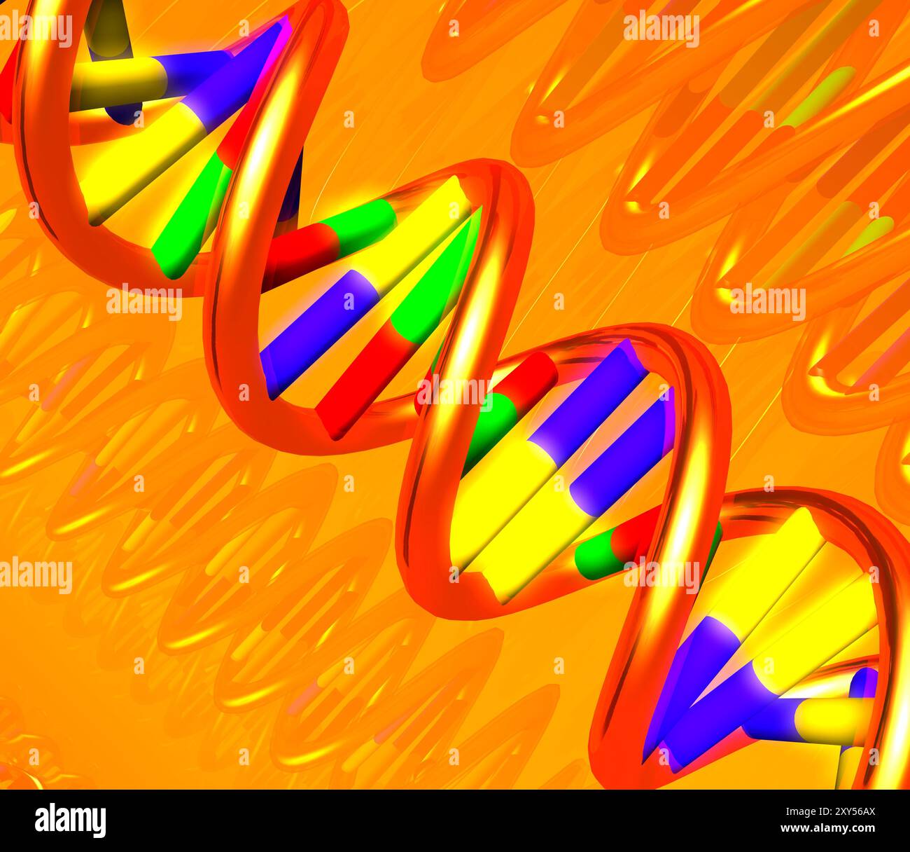 Molécule d'ADN double hélice illustration 3D. Banque D'Images
