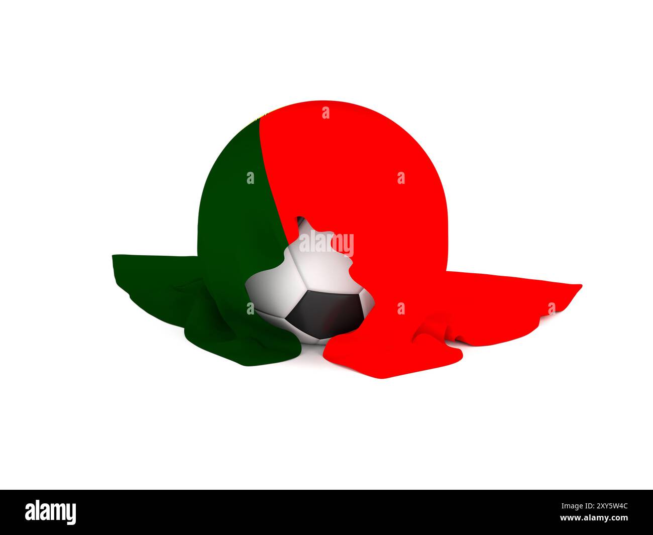 Ballon de soccer avec le drapeau portugais, de soccer féminin de rendu 3D concept Banque D'Images