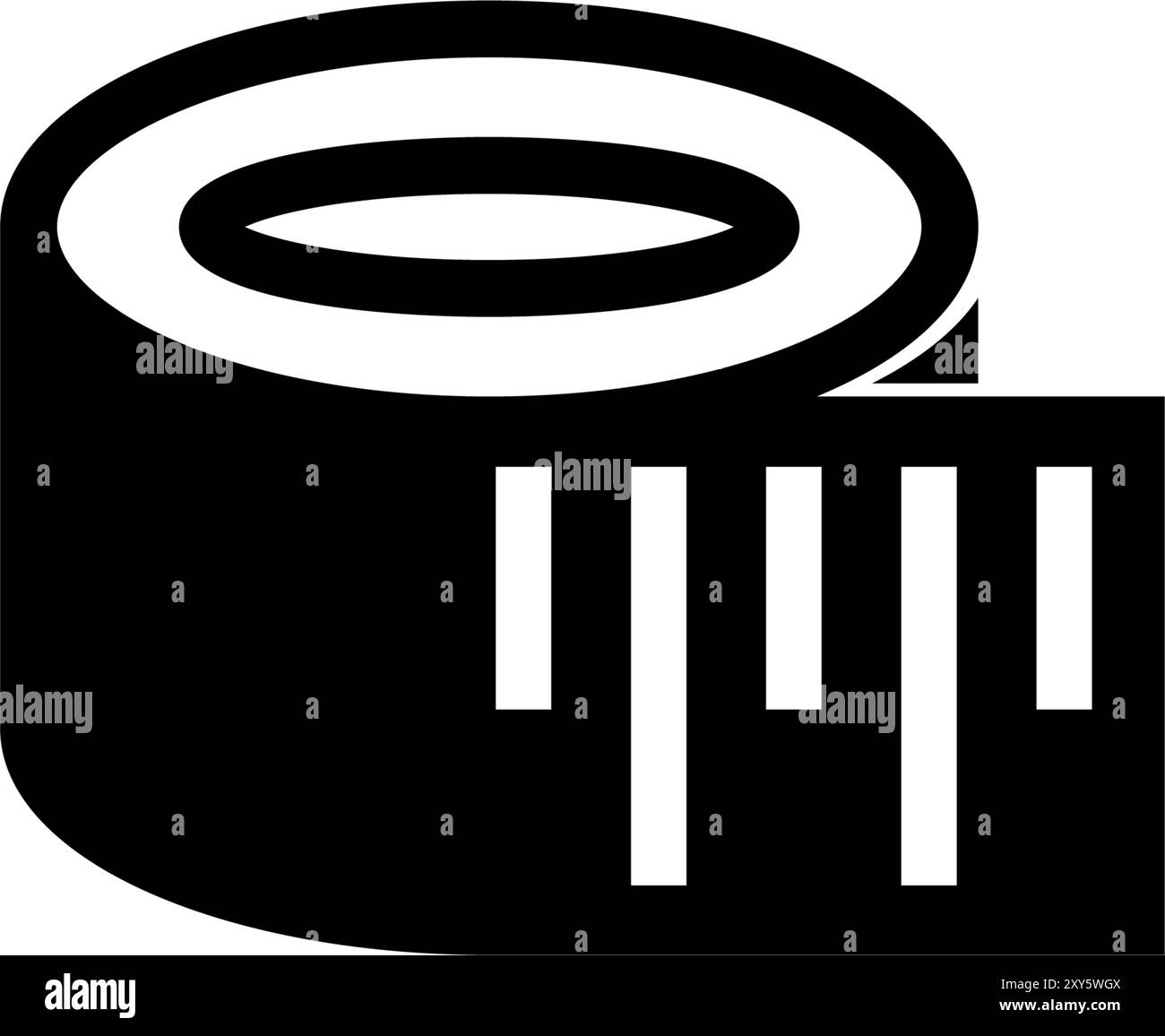 Icône de ruban à mesurer simple moderne noir. Illustration de Vecteur