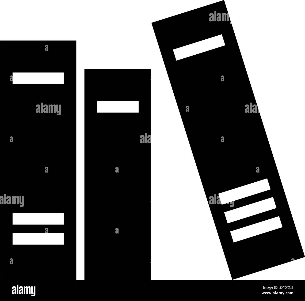 Ensemble de trois livres vectoriels noirs debout, parfait pour les thèmes de bibliothèque ou d'éducation. Illustration de Vecteur