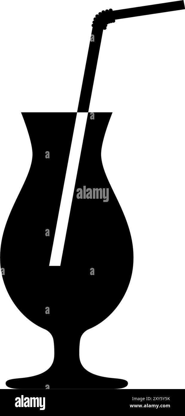 Icône de verre à cocktail élégante, moderne et simple avec une paille, parfaite pour les bars, les restaurants ou les décors liés à la fête. Illustration de Vecteur