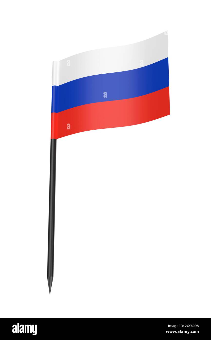 Cure-dent avec drapeau russe isolé sur un fond blanc Banque D'Images