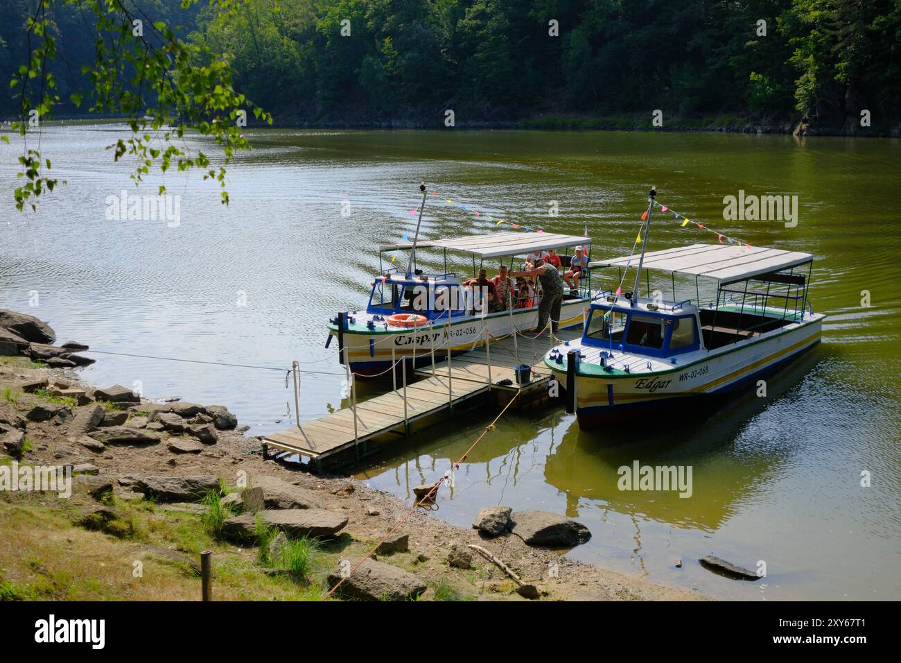 Leśnia lac près de château Czocha, Basse-silésie, Pologne Banque D'Images