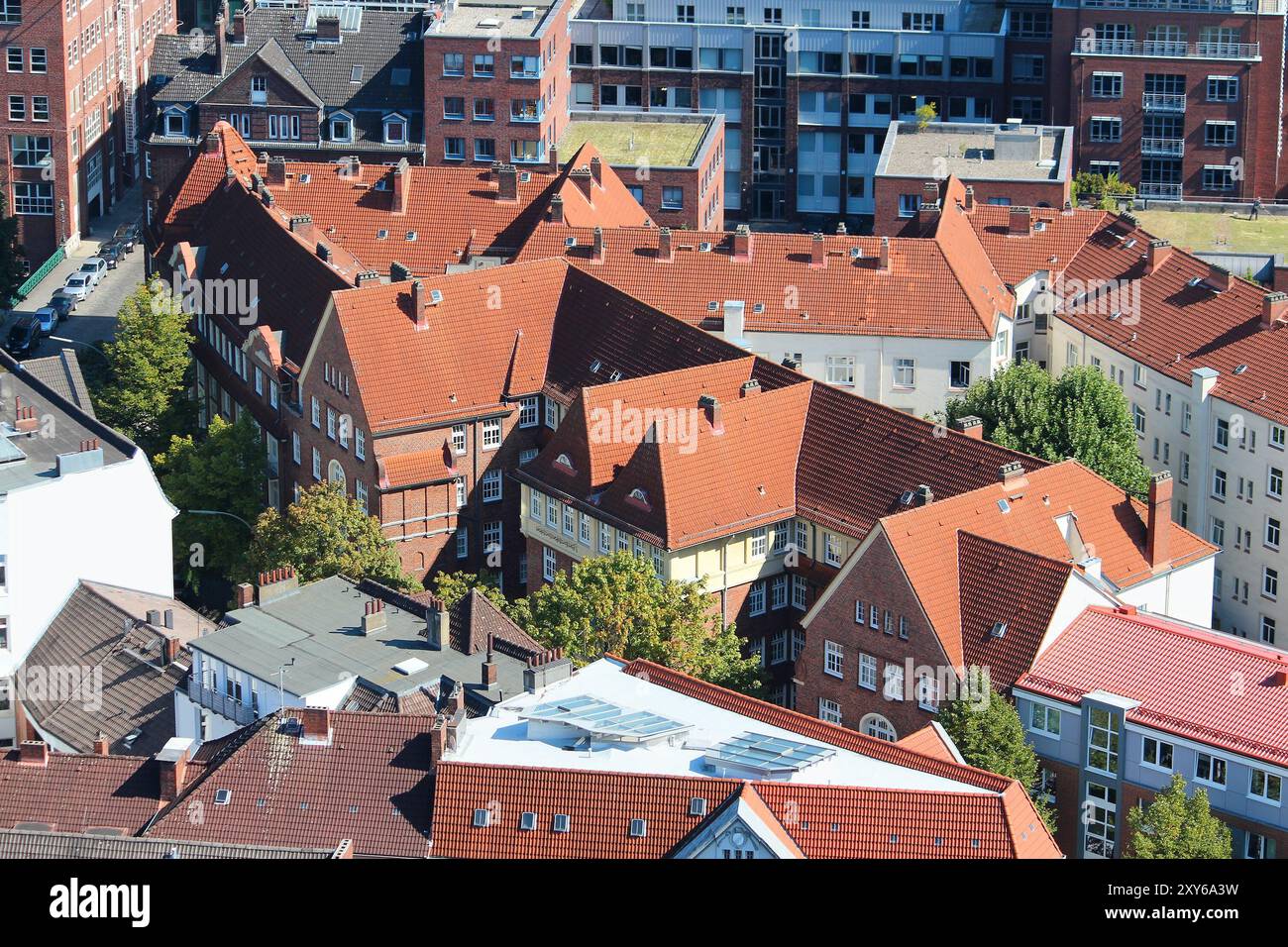 Hambourg, Allemagne. Vue aérienne du quartier de Neustadt. Banque D'Images