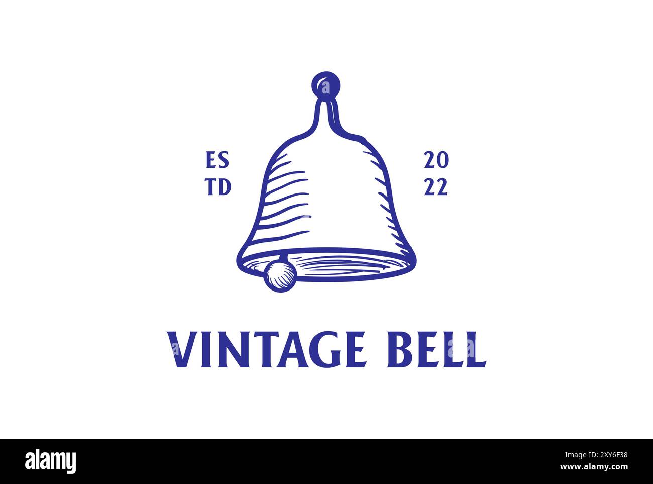 Rétro Vintage dessiné à la main Old Classic Bell logo Design vecteur Illustration de Vecteur