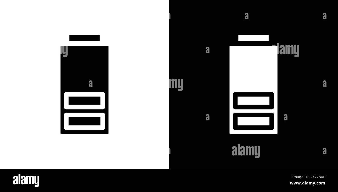 Icône de batterie définie en noir et blanc. vecteur plat simple Illustration de Vecteur