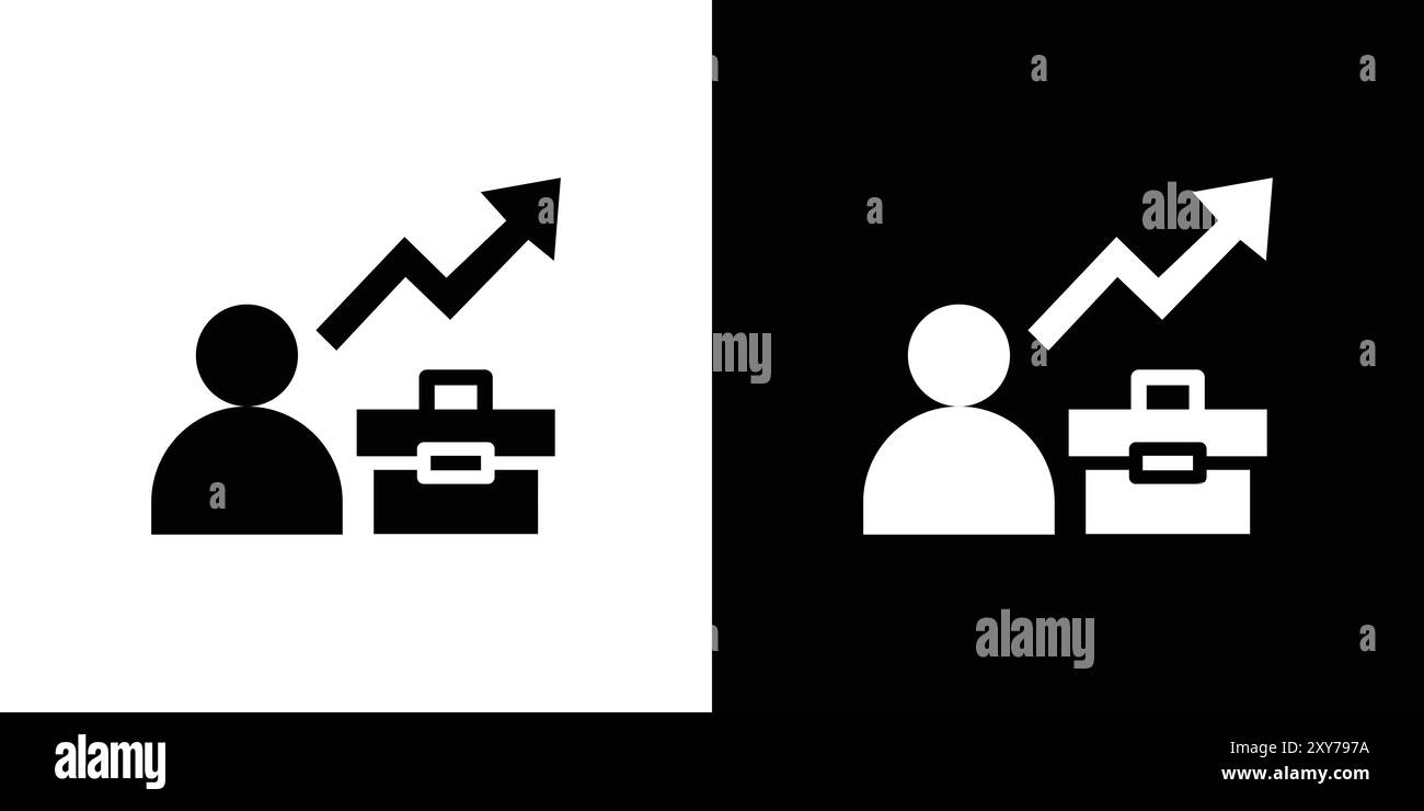 Icône de carrière, d'emploi et de travail définie en noir et blanc. vecteur plat simple Illustration de Vecteur