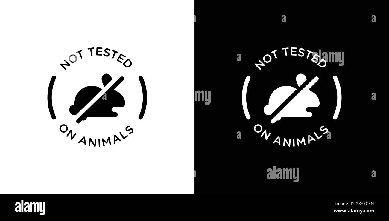 Non testé sur les animaux icône défini en noir et blanc. vecteur plat simple Illustration de Vecteur