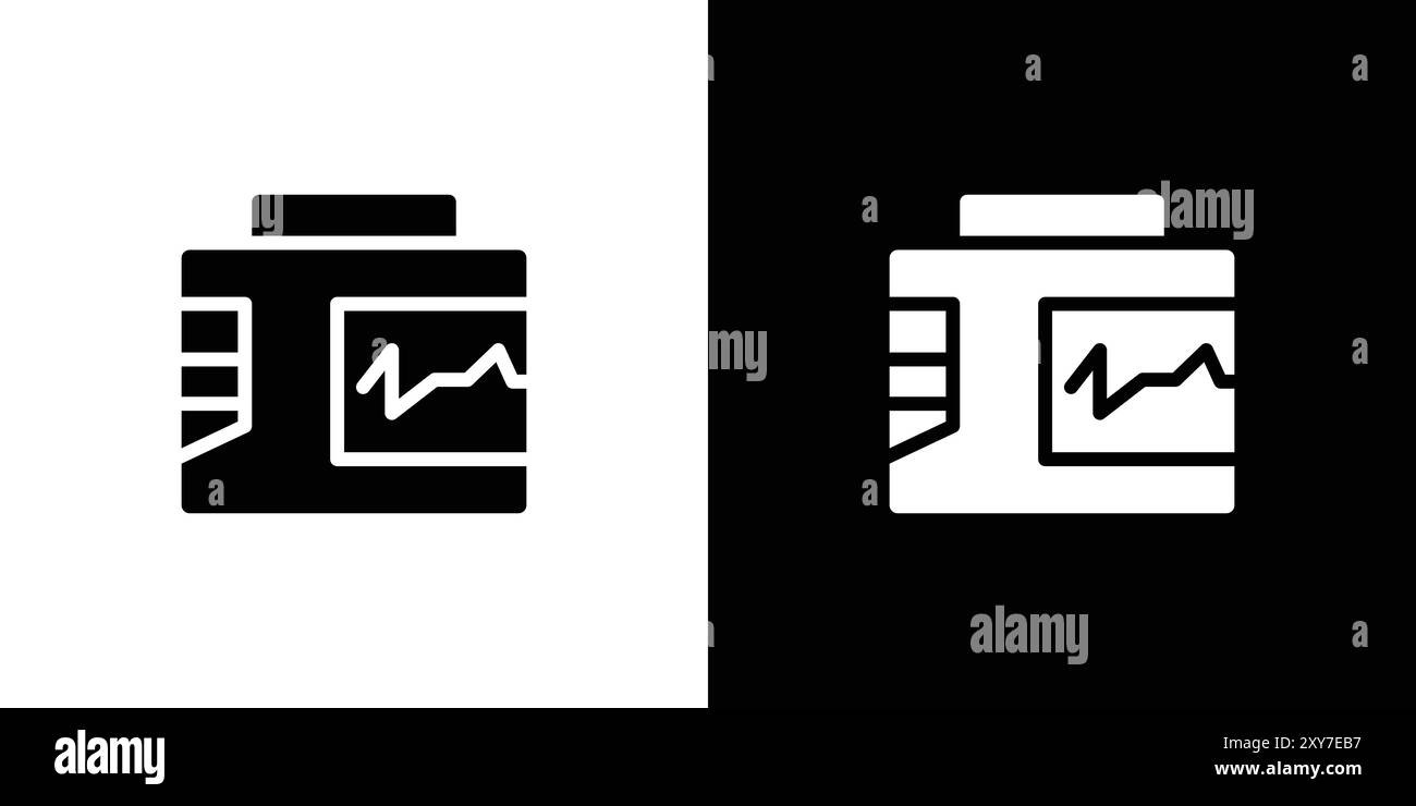 Icône du défibrillateur de secours en noir et blanc. vecteur plat simple Illustration de Vecteur