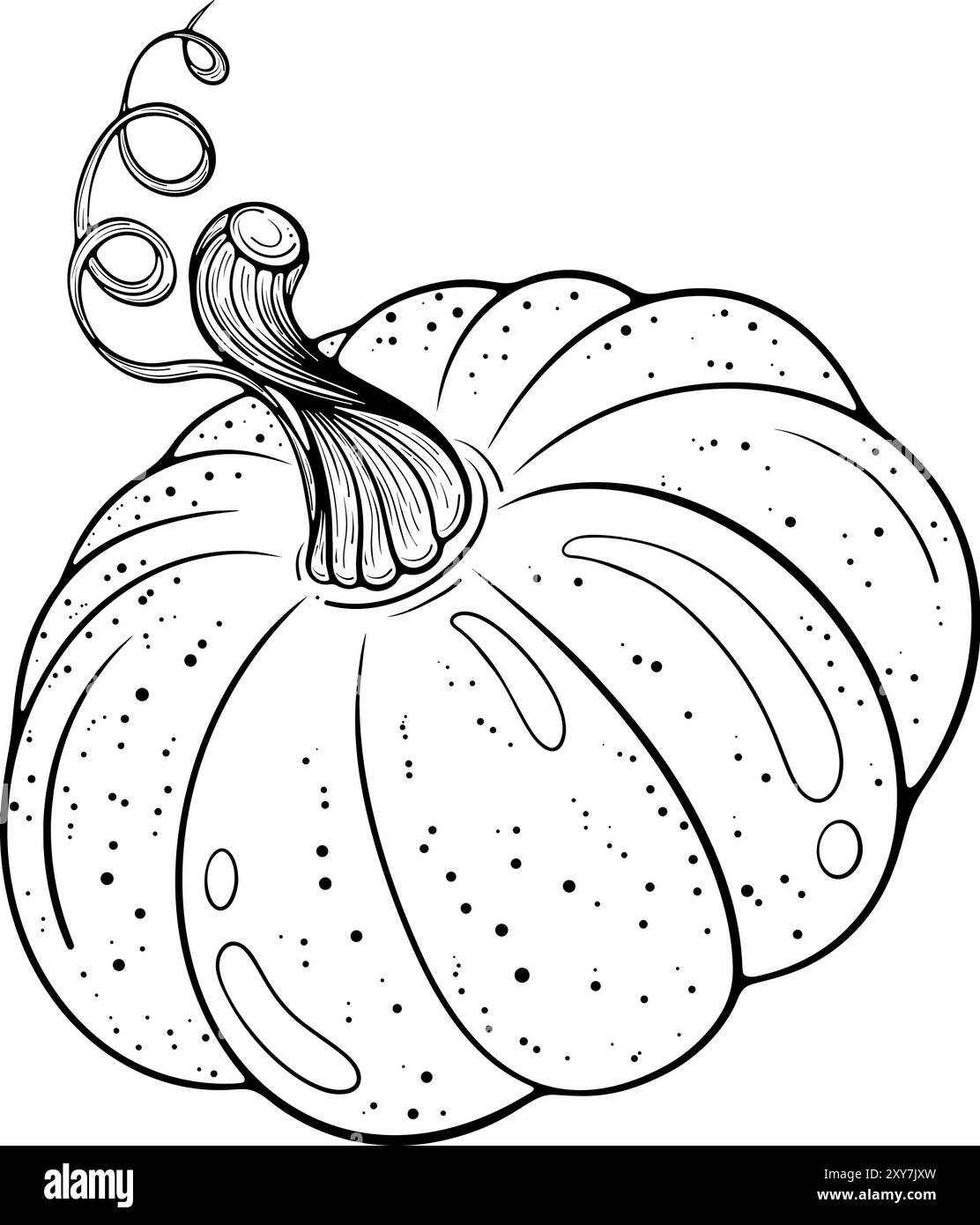 Citrouille avec ligne de queue sèche art Illustration de Vecteur