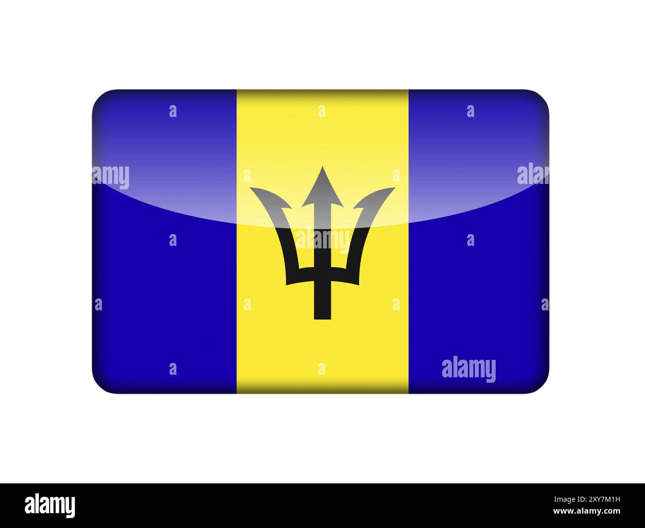 Le drapeau de la Barbade sous la forme d'une icône brillante Banque D'Images