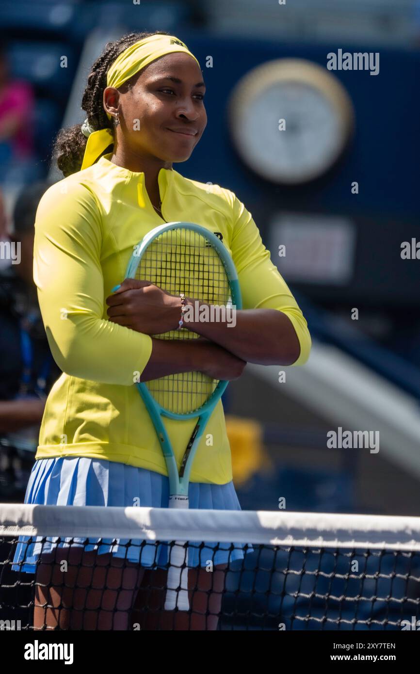 Coco Gauff (USA) participe à la première ronde de l'US Open de Tennis 2024. Banque D'Images