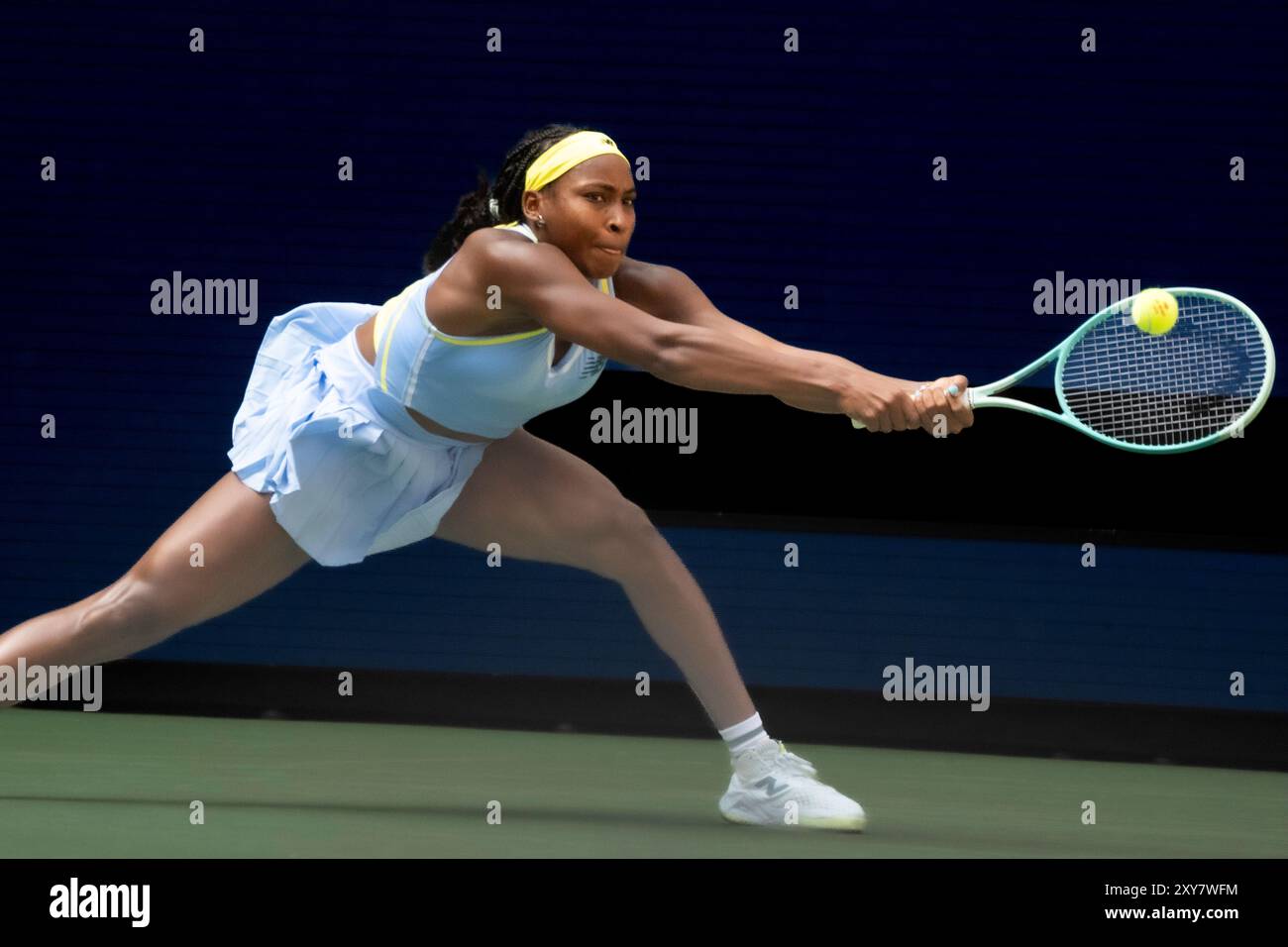 Coco Gauff (USA) participe à la première ronde de l'US Open de Tennis 2024. Banque D'Images