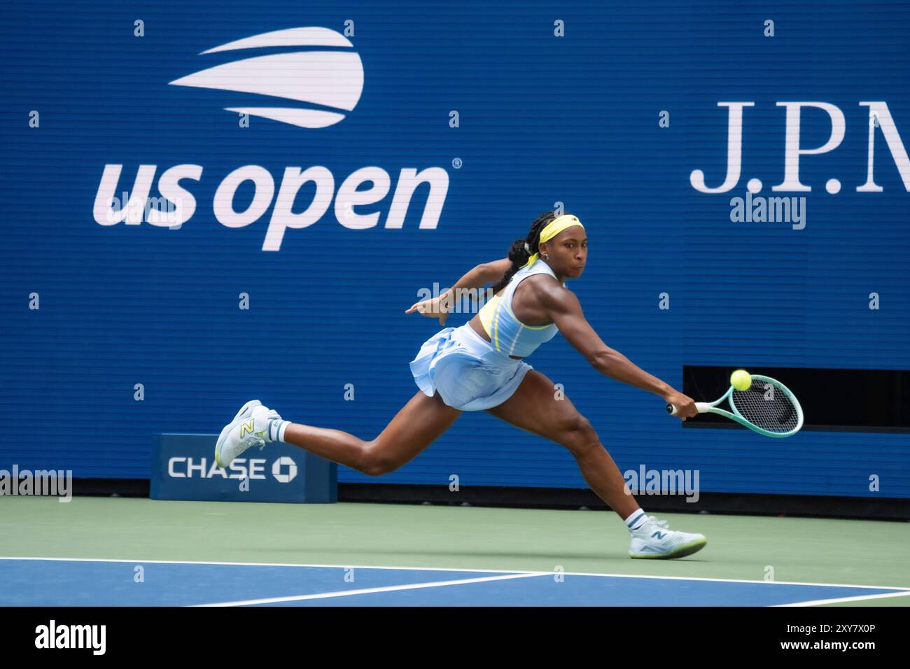 Coco Gauff (USA) participe à la première ronde de l'US Open de Tennis 2024. Banque D'Images