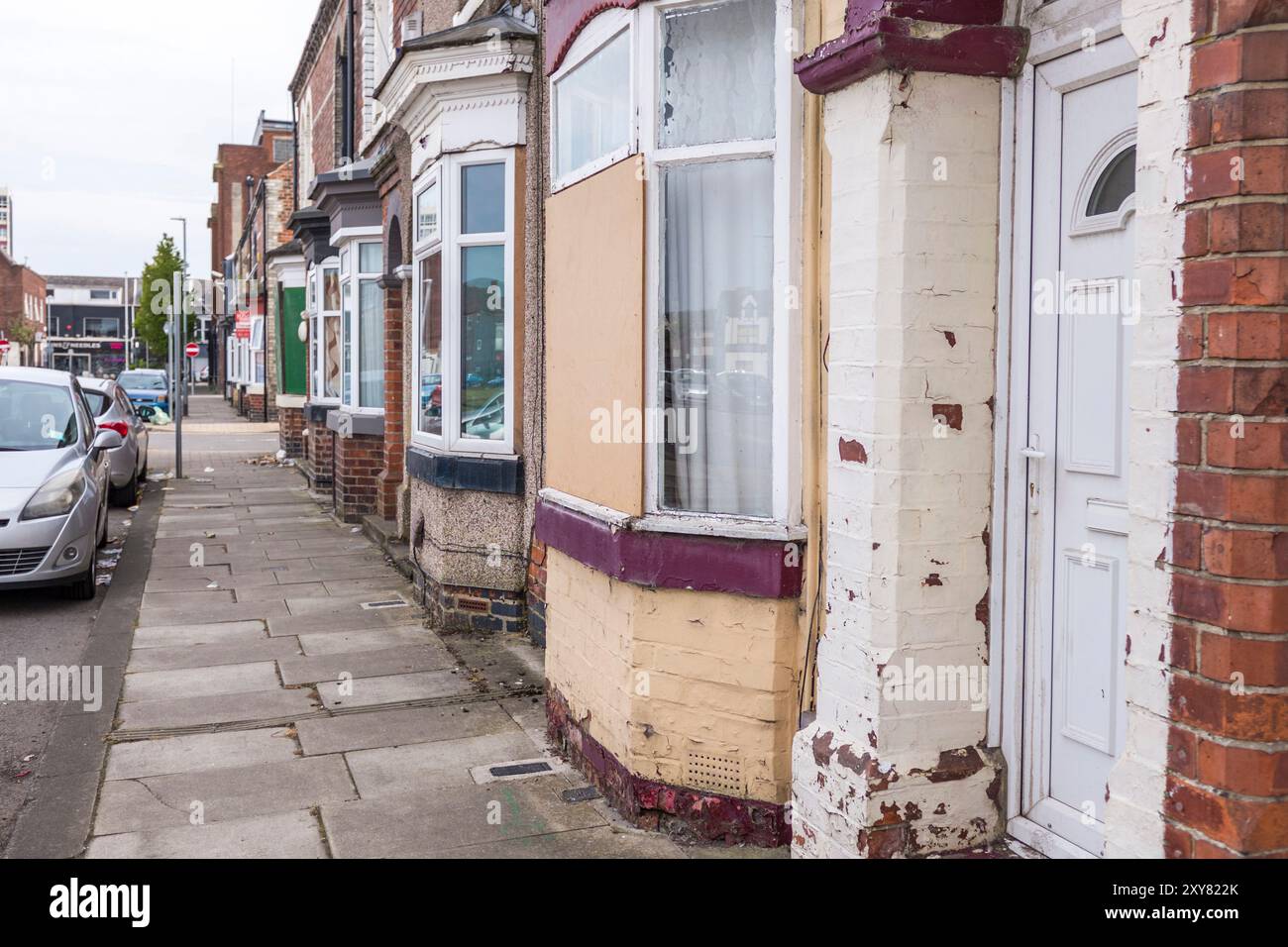 Middlesbrough, Royaume-Uni. 28 août 2024. J'ai monté des fenêtres dans Garnet Street, à la suite des dégâts causés par les récentes émeutes dans le centre-ville. La police a arrêté 110 personnes en relation avec la violence de Teesside. David Dixon / Alamy Banque D'Images