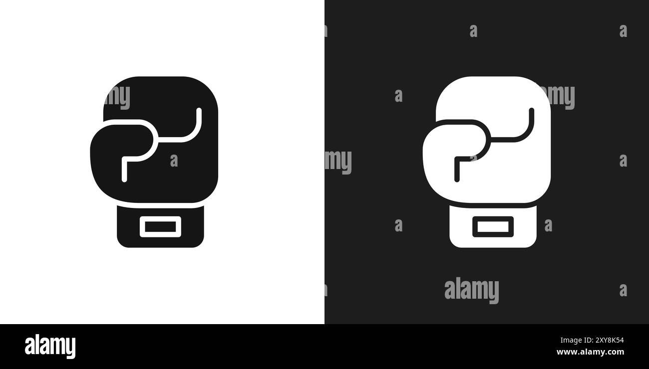 Contour vectoriel de signe de logo de gant de boxe en noir et blanc Illustration de Vecteur