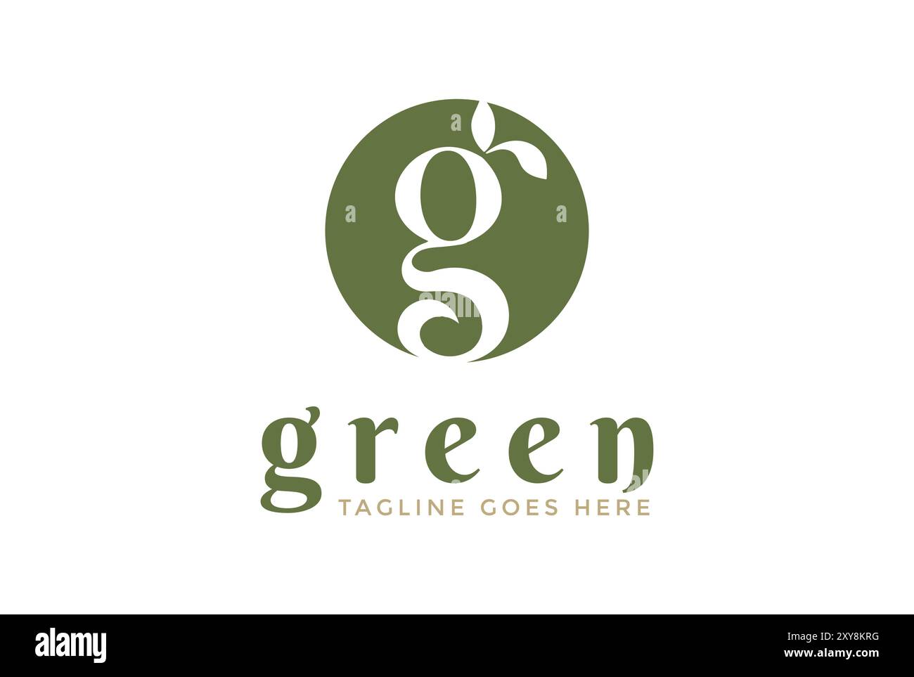 Simple lettre initiale minimaliste G pour Green Leaf Plant Tree ou Spa Yoga Wellness Herb Cosmetics logo Design Illustration de Vecteur
