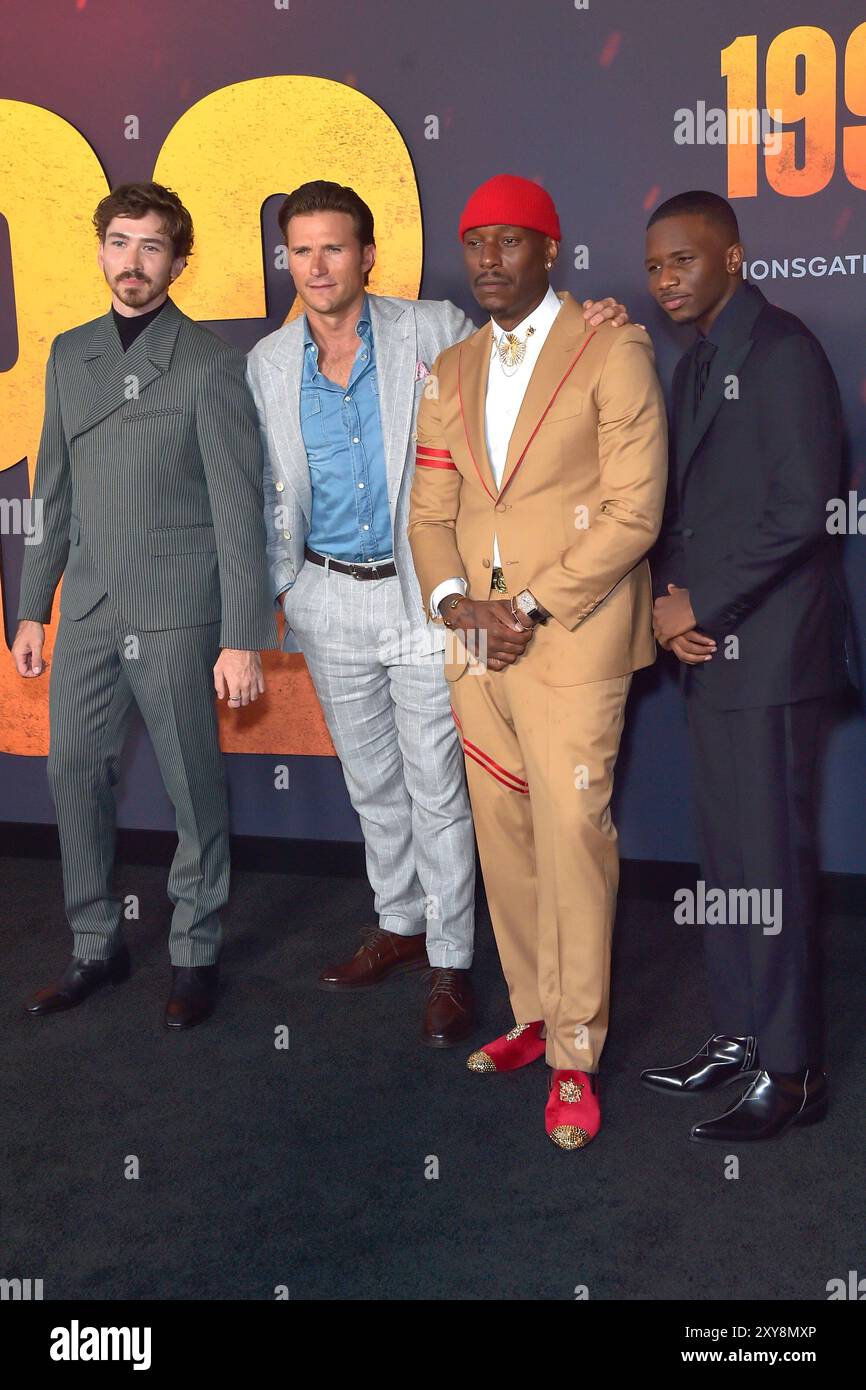 Dylan Arnold, Scott Eastwood, Tyrese Gibson und Christopher Ammanuel BEI der Weltpremiere des Kinofilms 1992 im Regal LA Live. Los Angeles, 27.08.2024 *** Dylan Arnold, Scott Eastwood, Tyrese Gibson et Christopher Ammanuel lors de la première mondiale du film 1992 au Regal LA Live Los Angeles, 27 08 2024 Foto:xD.xStarbuckx/xFuturexImagex 1992 4920 Banque D'Images