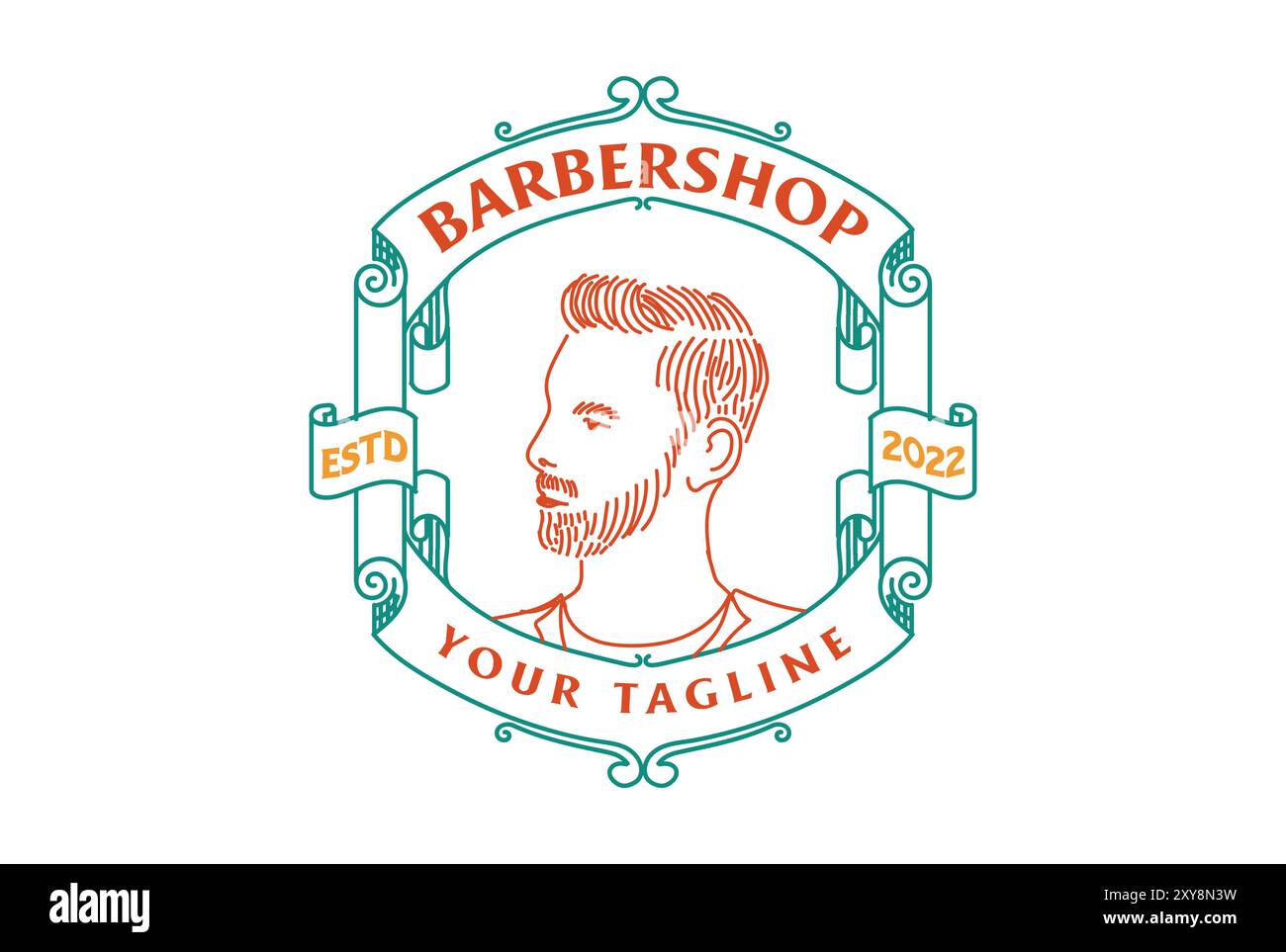 Retro Vintage homme masculin tête pour Barbershop Haircut salon style badge Emblem Label logo Design Illustration de Vecteur