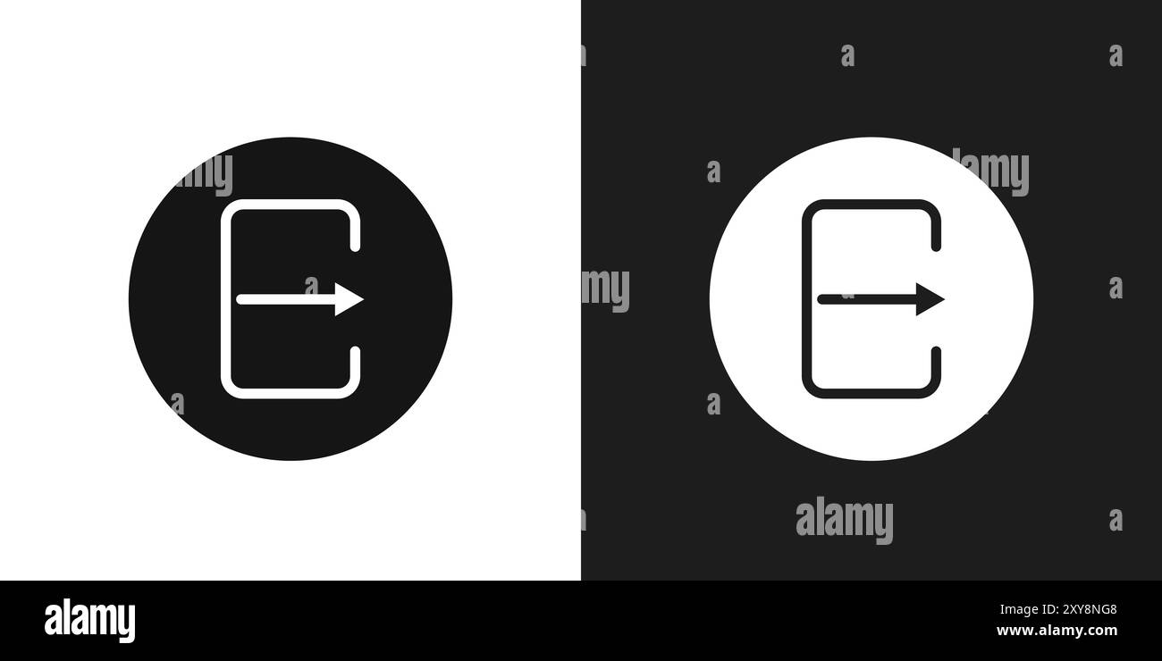 Déconnectez-vous icône logo signe vectoriel contour en noir et blanc Illustration de Vecteur