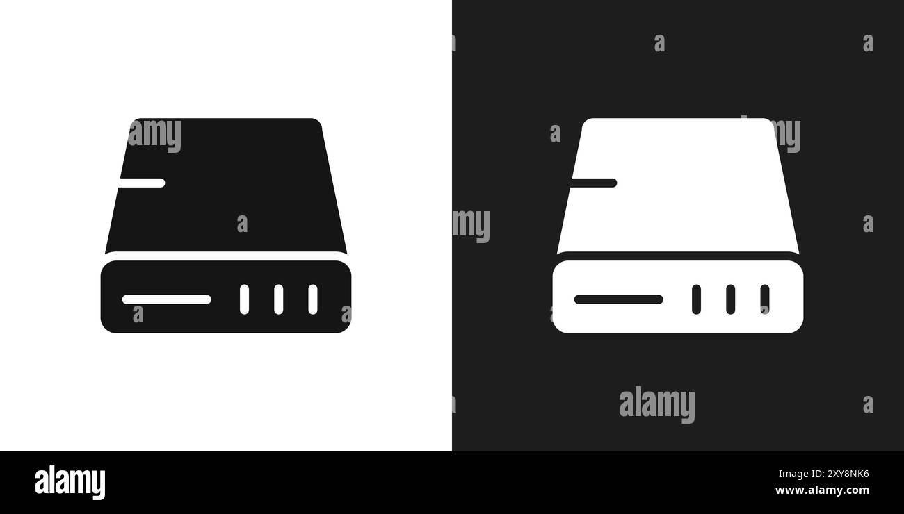 Icône de disque dur logo signe vectoriel contour en noir et blanc Illustration de Vecteur