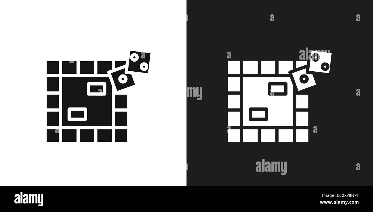 Contour vectoriel de signe de logo d'icône de plateau de jeu en couleur noire et blanche Illustration de Vecteur