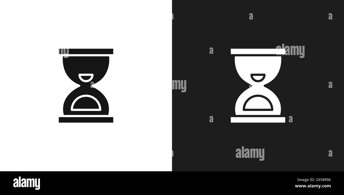 Contour de vecteur de signe de logo d'icône de sablier en noir et blanc Illustration de Vecteur